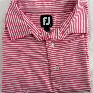 FootJoy Pink and White Striped Polo Shirt